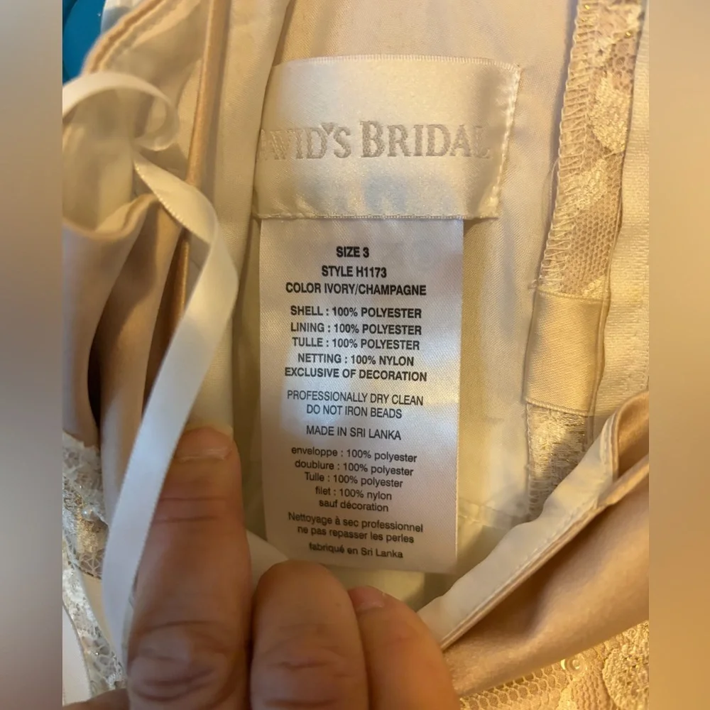 David's Bridal Girls👧🏻Ivory/Champagne Color Dress👗w Satin Waist Bow🎀Sz 3 - Picture 4 of 8